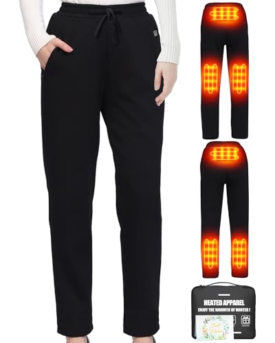 Women's Soft Heated Sweatpants with 6 Heating Zones and 3 Temperature Settings (Batteries Not Included)