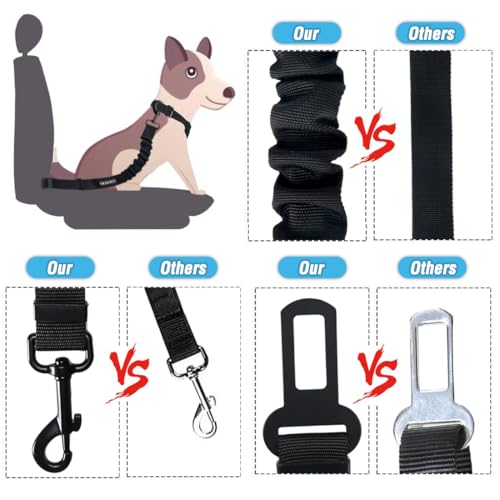 Image of COOYOO Dog Seat Belt, Durability Retractable Dog Car Harness Adjustable Dog Seat Belt for Vehicle Nylon Pet Safety Seat Belts Heavy Duty & Elastic