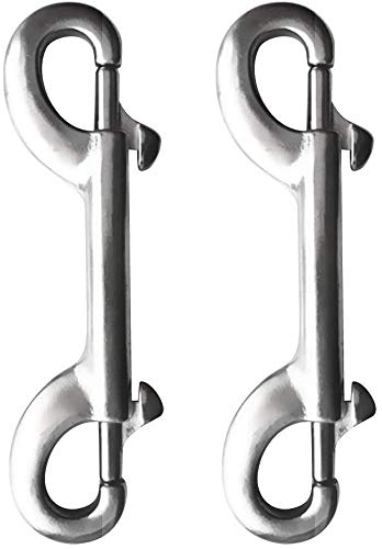 2 Pcs 100mm-316 Stainless Steel Double Ended Bolt Snap Hook Double End Snap Trigger Chain Diving Clips for Water Bucket/Dog Leash/Pet Feed Bucket/Leash Garage