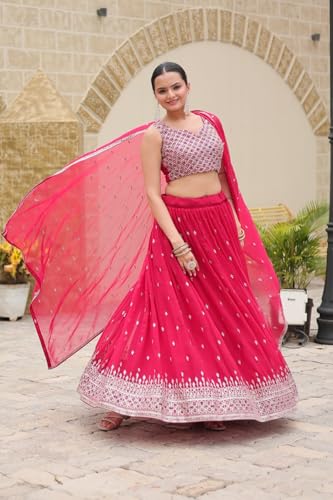 Lehenga 11705 en faux georgette étincelant pour briller lors des mariages - 2