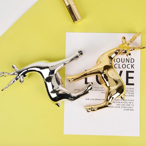 Statuette faon en céramique dorée pour cadeau de crémaillère