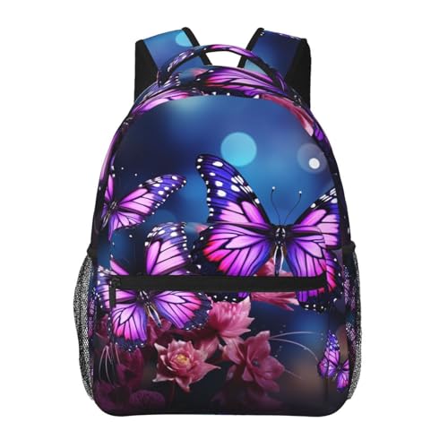 Sac à dos voyage 15.6 pouces motif chien papillon violet amovible