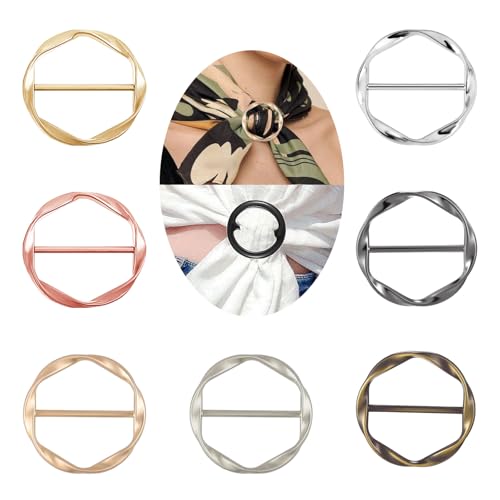14 Pcs Silk Scarf Ring Circle T-Shirt Ties Clips for Women Fashion Shirt Clips for Women Clothing Cinch Clip Waist Clothes Corner Knotted Buckle Clothing Ring Wrap Holder