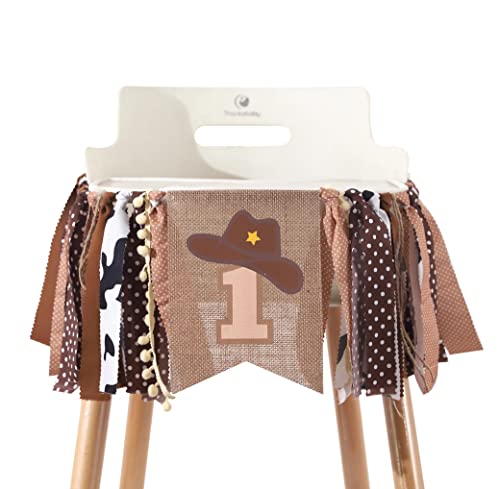 1st Birthday High Chair Banner - Cowboy Rodeo for Party Fabric De...
