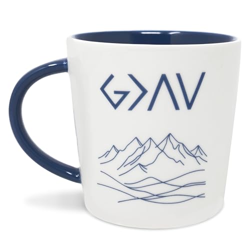 Steel Mill & Co Christian Mug, Cute Coffee/Tea Ceramic Mug with Handle for Bible Study, 14 oz Jesus Themed Coffee Cup (Greater than the Highs and Lows)