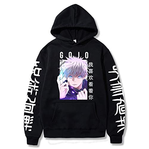 zhedu Japan Anime Satoru Felpe con Cappuccio Felpa Casual Anime Pullover Stampa Felpa con Cappuccio da Uomo Manica Lunga Allentata Streetwear (L,Color 01)