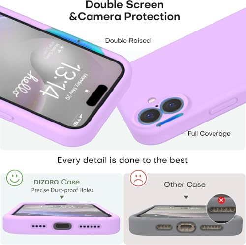 Image of DIZORO Compatible for iPhone 16 Camera Protection Case 6.1, Slim Liquid Silicone 3 Layers Full Covered Soft Gel Rubber Phone Case Protective Cover - Hibiscus