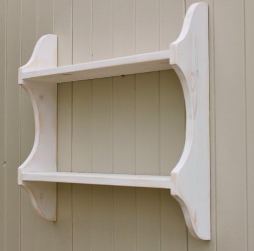 2 Tier Open Back Wall Shelf Rack with Cutaway Sides (Shabby Chic Distressed Whitewash, 36")