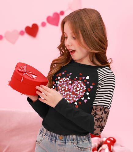 Image of BesserBay Girls St Patrick's Day Raglan Shirt Irish Sequin Lucky Stripe Shamrock Graphic Top 4-14 Years
