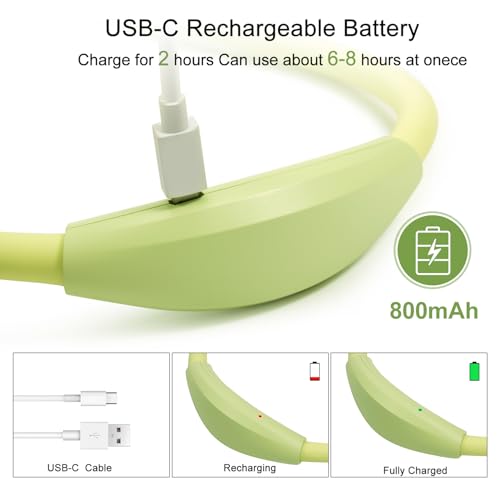 Image of LED Neck Book Light, Reading Light, USB-C Rechargeable, Hands Free, 4 Super Bright LED Bulbs, 3 Adjustable Brightness, Best for Reading in Bed, Knitting, Walking, Jogging, Mending (Green)