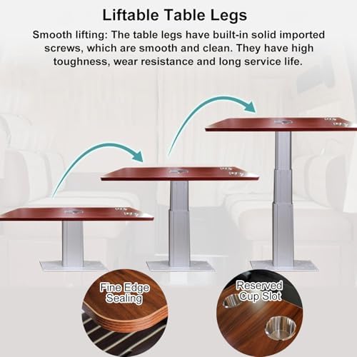 Adjustable Height Retractable Aluminum Table Stand for RV, Camper, Pontoon, Home Office, Kitchen & Bedroom - Portable, Lightweight, Versatile Design for Easy Use