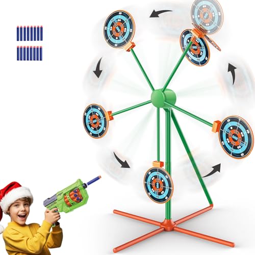 Shooting Games for Kids 5 6 7 8 9 10+, Auto Reset Moving Target Practice Set with RD-8 Toy Gun & Foam Darts, Cool Birthday Gift Christmas Boy Toys Age 6-8-12, Fun Carnival Outdoor Games for Nerf Gun