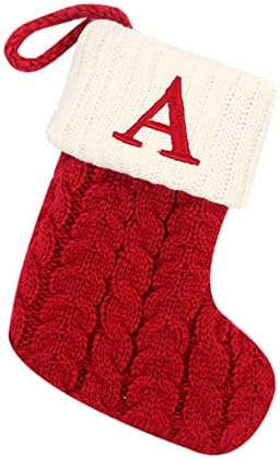 Mnhhatv Christmas Stocking with 26 Letter, Initial Embroidered Mini Cute Stockings Cotton Cord White Super Soft Plush Cuffs Decorations