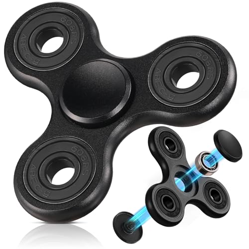 SCIONE Fidget Spinner Juguete sensorial de Metal Spinner Mano de Metal Fresco Ansiedad Alivio del Estrés Regalos para Niños Adultos(Las Tapas de los rodamientos se Pueden Desmontar y Montar) Negro