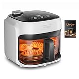 7.5Qt Glass Air Fryer, Transparent Fry Bowl, 360° Hot Air Circulation, Digital Touch Control, Non-Toxic & Dishwasher Safe, Air Fry Roast Bake for Fries and Chicken (white)