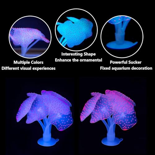 Image of kathson 6PCS Glowing Effect Fish Tank Decors Silicone Glow Kelp Plant