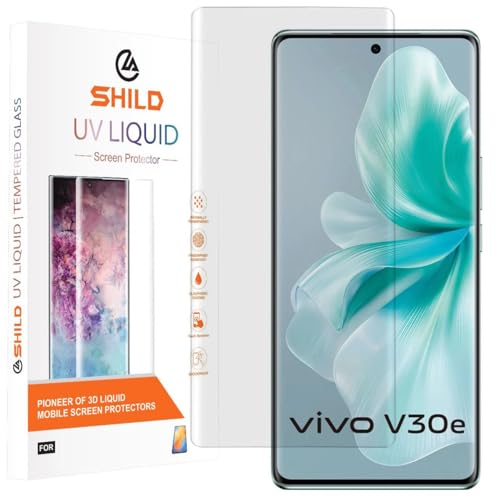 Image of SHILD - (Pack of 1) UV Tempered Glass Screen Protector for Vivo V30E| 9H Hardness | HD Clarity | Fingerprint Unlock Compatible | Full Edge-to-Edge Coverage | Easy UV Installation
