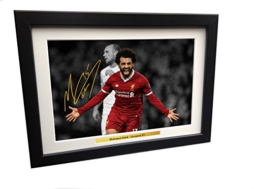 Kicks Marco de fotos autografiado para fotos de Fútbol con diseño de liverpool FC, 12 x 8 cm, de la marca Mo Salah