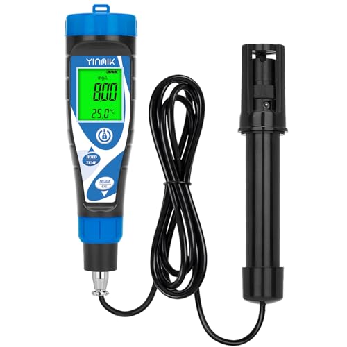 YINMIK Sauerstoff Messgerät Wasser, Digitaler Gelösten Sauerstoff Tester, Pool Sauerstoffmessgerät, Aquarium Sauerstoff Testkit mit 3 m DO-Sonde, Tragbares Intelligentes Wasser Sauerstoffmessgerät