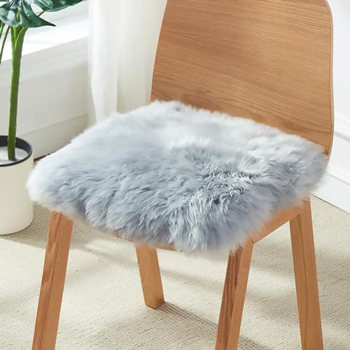 Funda para silla de piel de oveja auténtica, almohadilla antideslizante para oficina en casa y cocina, funda de asiento de lana suave y cojines para mayor comodidad y estilo