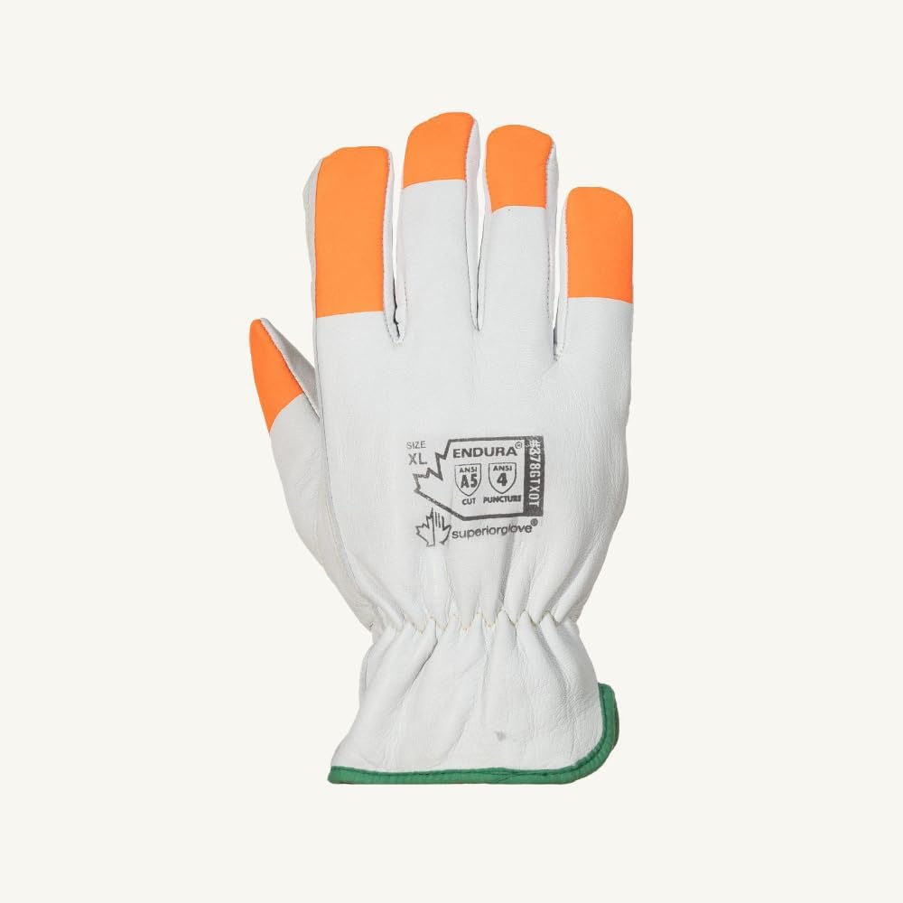 Endura 378GTXOTM 378GTXOT Driver Gloves, M, Leather, Goatskin, TenActiv, Safety Cuff, ANSI Cut-Resistance Level: ANSI A5, ANSI Puncture-Resistance Level: Level 4