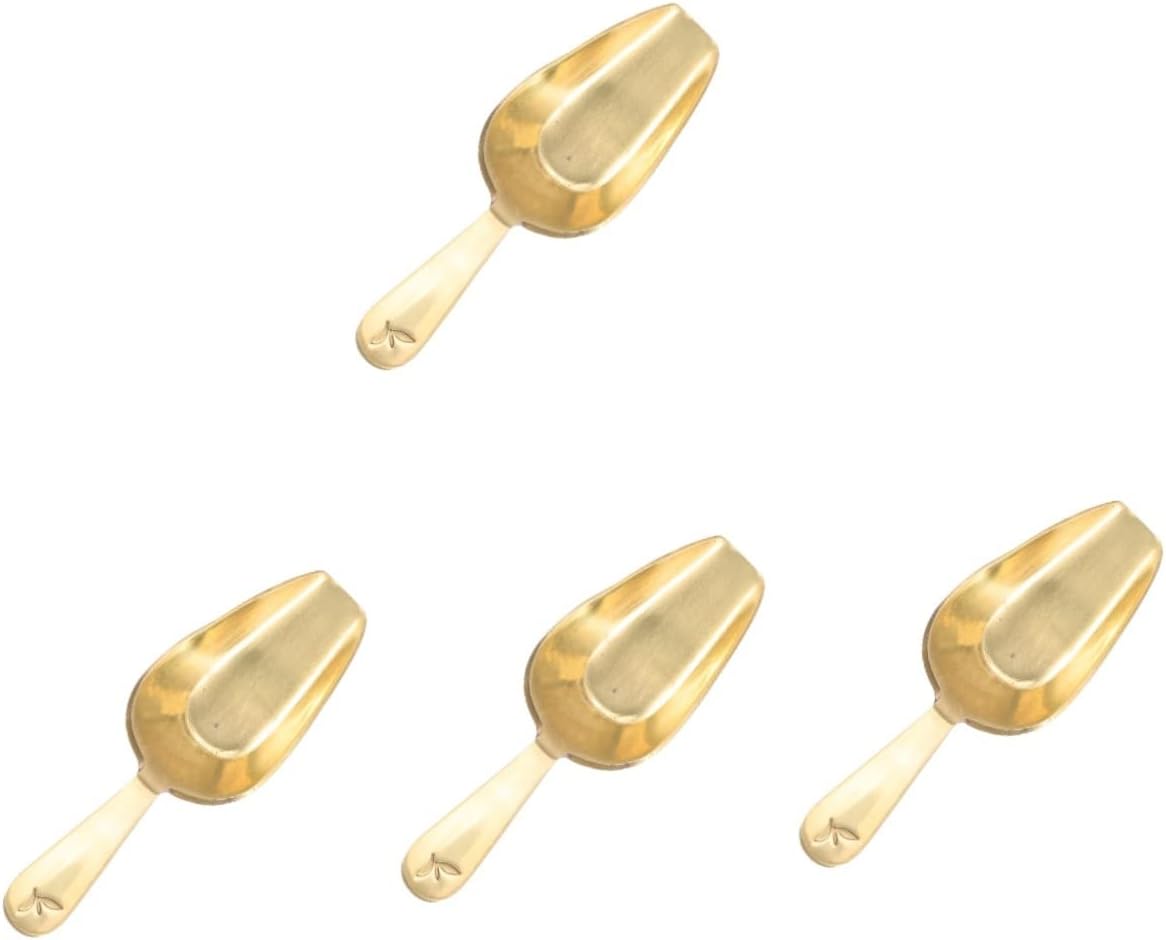 PRETYZOOM 4pcs Brass Tea Spoon Leaf Scoop Portable and Lightweight Elegant Design for Home and Travel Use