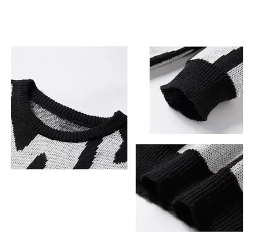 Men's Casual Loose Fit Splice Print Crew Neck Full Sleeve Pullover Sweater Knit Simple Comfortable for Winter Top3