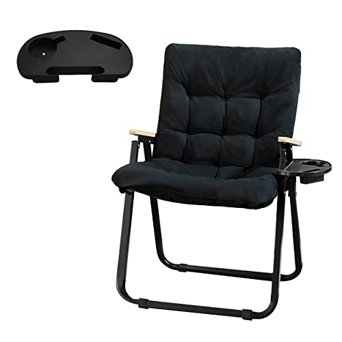 Folding Camping Chair with Detachable Cushion and Cup Holder, Lawn