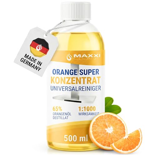 Maxxi Clean | Universalreiniger mit Orangen-Duft | 500 ml Orangenreiniger Konzentrat | geeignet als Bodenreiniger Glasreiniger Badreiniger und Küchenreiniger | Power Formel gegen Verschmutzungen