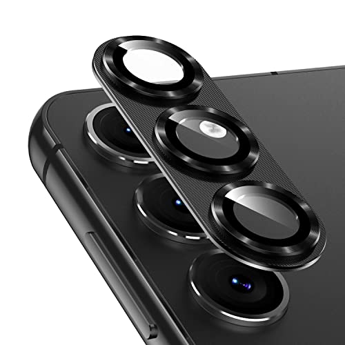 Korecase for Samsung Galaxy S24 Camera Lens Protector Tempered Glass Lens Protector 9H Hardness Aluminum Metal Camera Cover Strong Stickiness Case Friendly for Galaxy S24 Black