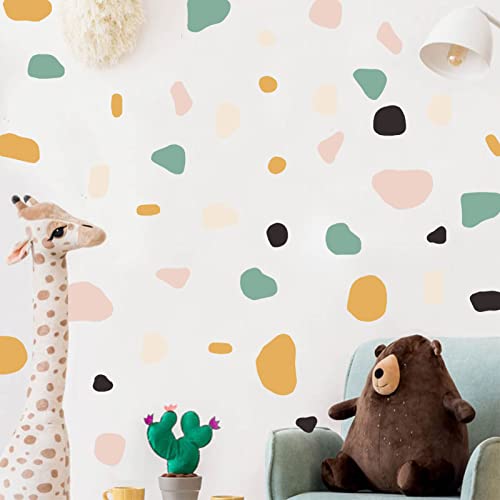 Boho Wall Decor Terrazzo Decal Polka Dots Wall Stickers Irregular Stones Colorful Peel&Stick Decorations Abstract Vintage Abstract Geometric Modern Wall Art Home Decals For Furniture Bedroom Living Room Office Nursery Preschool Daycare Classroom #TOP4