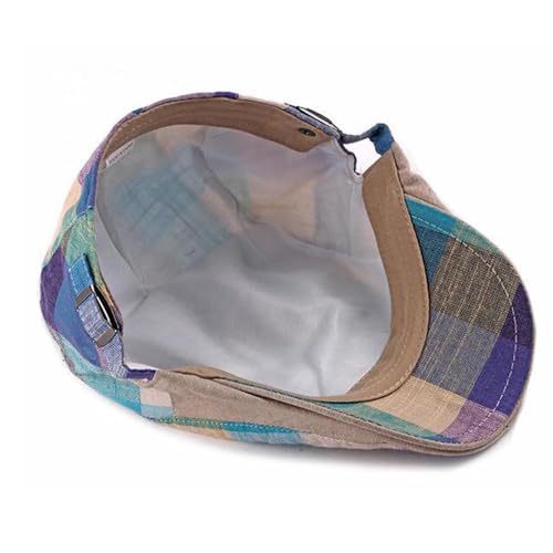 Image of Men's Plaid Striped Newsboy Ivy Flat Driving Golf Cap