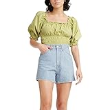 Levi's Women's Tilly Smocked Blouse, Nile-Green, Medium