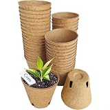 Vasi biodegradabili per piante con 30 etichette bianche, bicchieri di carta per giardinaggio sostenibile e trapianto di verdure, erbe, fiori, 45 pezzi, marrone