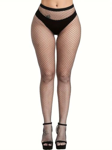Boolavard Fishnet Stockings, High Waist Tights for Women, Fish Net Tights Ladies Plus Size One Size Fit All
