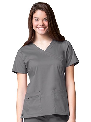 40% Off Discount Maevn Women's Blossom Mock Wrap Top(Pewter, Large)