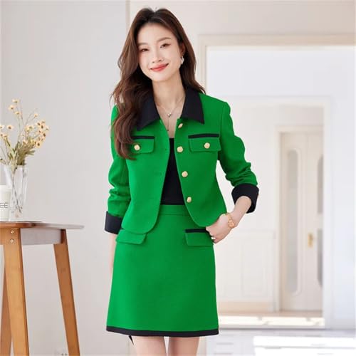 Women Turn Down Collar Jacket Coat And Mini Skirt 2 Piece Set3