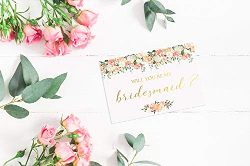 Bridesmaid Proposal Cards. Box Set Of 8 Will You Be My Bridesmaid And 2 Maid Of Honor Cards. 4 X 6 Floral Cards With Gold Foil Ideal For Bridal Party Or To Go With Bridesmaid Gifts #TOP5