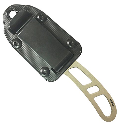 Esee Authentic Candiru Tactical Survival Knife - Molded Sheath Belt Clip Plate (Desert Tan Blade, Black Molded Sheath) #TOP2