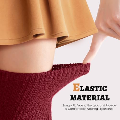 Image of Pleneal Thigh High Socks Womens Over Knee High Boot Socks Knit Leg Warmers