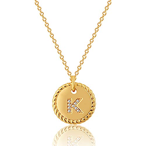 Dremmy Studios Dainty Heart Initial Pendant Necklace, 14K Gold Plated Initial Letter Necklaces for Women Alphabet A to Z