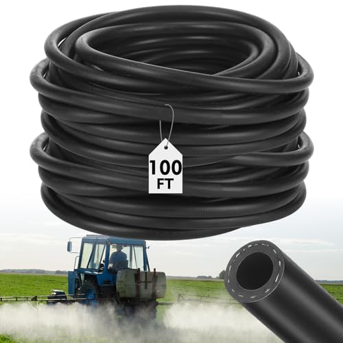 Innconee Epdm Garden Rubber Hose 3/8 Inch x 100 ft, Heavy Duty sprayer Hose 145 Psi Kink Resistant, General Purpose Air Water Chemical Resistant for Landscaping Agriculture Irrigation Industrial Use