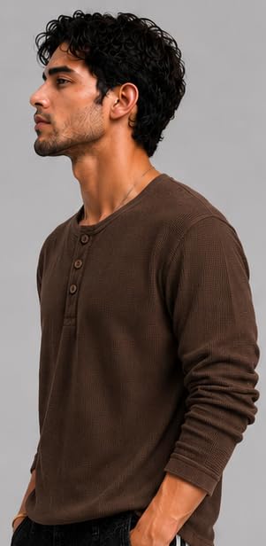 Image of Men's Premium Waffle Knit Henley Tshirt for Men