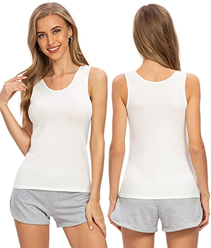 Image of Air Curvey 4 Pack Tank Top for Women Basic Undershirt Tanks Sleeveless Casual Shirts Soft Seamless Layering Tops