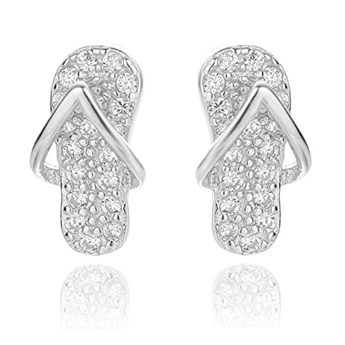 Boucles d'oreilles argent sterling pantoufles strass femme bijoux vocation d'été