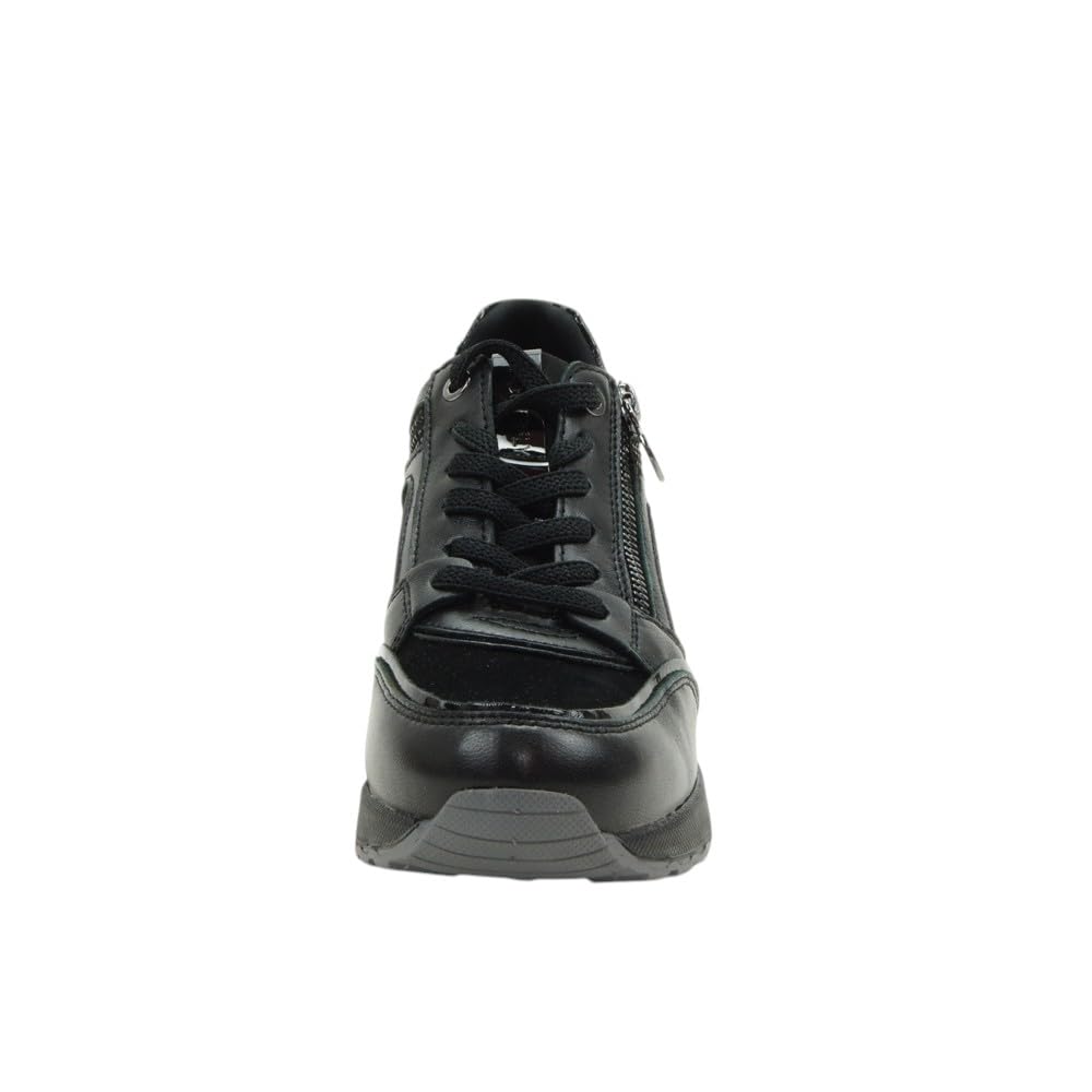 Stonefly 223233 Black Sneakers per Donna in camoscio e Pelle con Lacci, Lampo e Zeppa Media