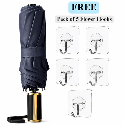 Image of UV Protection Compact Folding Umbrella for Men & Women || Windproof, Waterproof Travel Umbrella with Storage Case || Sun & Rain Protection || Lightweight Portable Umbrella