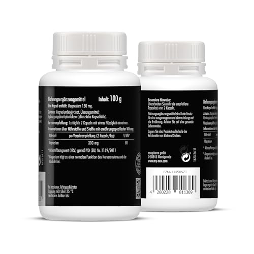 NEX Magnesium Bisglycinat hochdosiert 300mg | vegan & ohne Zusatzstoffe | besonders gut verträglich | für Muskeln, Nerven & Energie | Chelat-Form | bei Stress & Sport | 120 Kapseln (1)