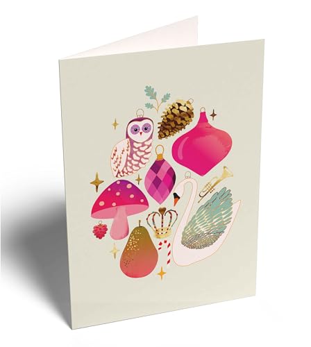 Image of Elena Essex Blank Note Card 12 Pack /Cards and Envelopes / 3.75 x 5.2 Inch Greeting Cards Cards for All Occasions /Christmas Design Blank Notecards / 300 Gsm Gold Foil Embossed Blank Cards