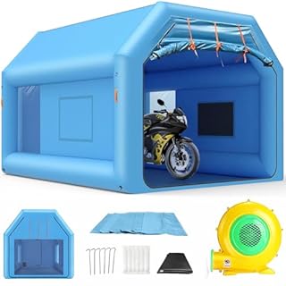 Inflatable Paint Booth Portable Spray Booth Tent Inflatable Blow Up Paint Booth Tent with Air Filter System & Blower for DIY Spray Car Truck Motorcycle Garage Auto Part Painting 12.5 x 9.8 x 8FT